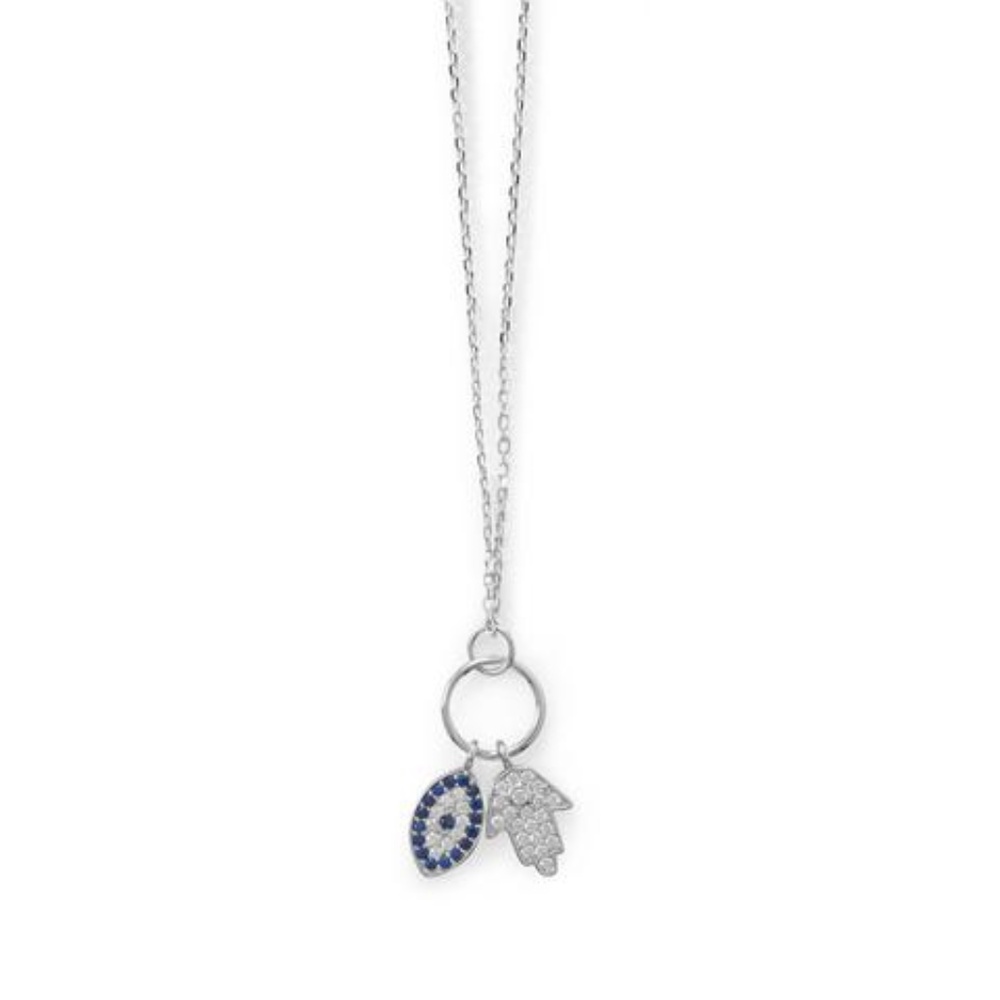 3 pcs Hamsa and Evil Eye CZ Necklace